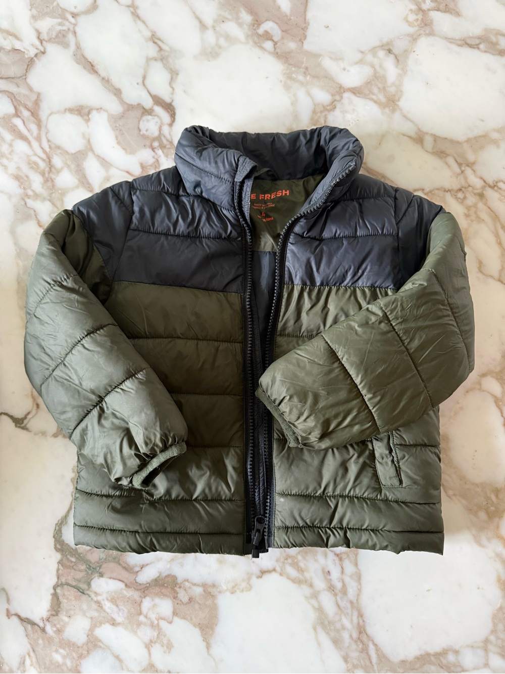 Joe Fresh - Kids Olive & Black Puffer Jacket - 4T
